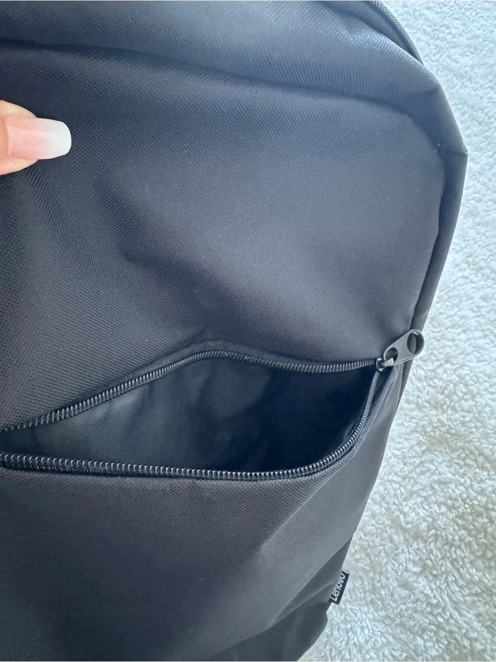 Lenovo Black Laptop Backpack with Padded Straps & Front Pocket – New